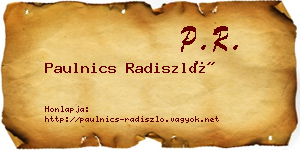 Paulnics Radiszló névjegykártya
